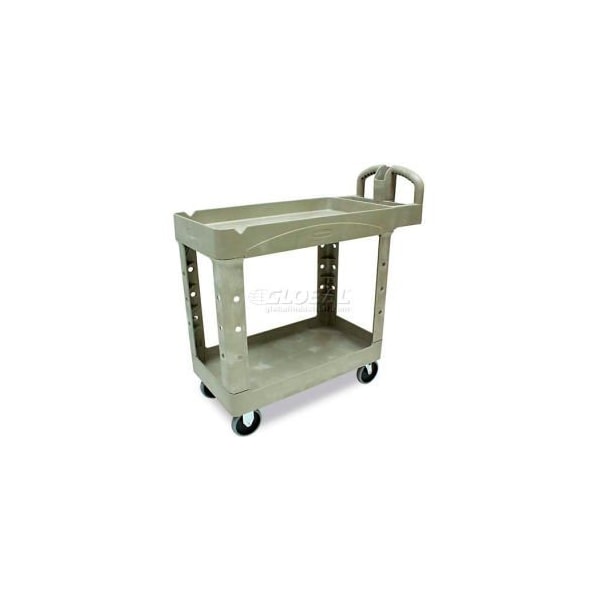 Rubbermaid Commercial Rubbermaid Heavy Duty Plastic Tray Top Utility Cart, 2 Shelf, 39Lx18W, 5 Casters, Beige FG450088BEIG - main